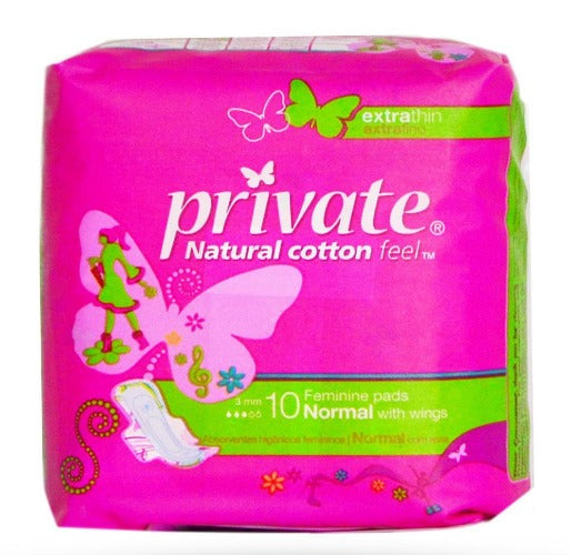 Private Normal Feminine Pads With Wings, 10 Pieces BATH & BODY