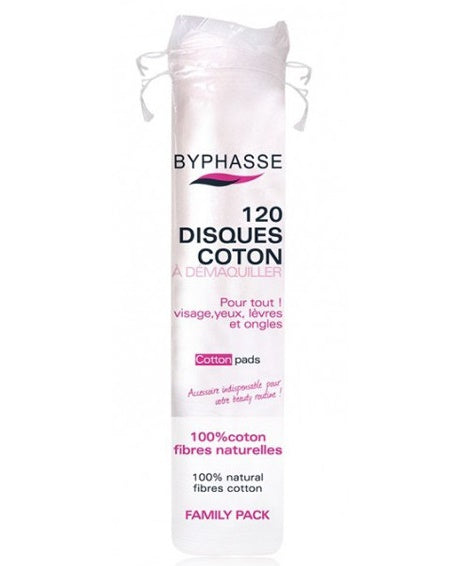 Disques coton fibres naturelles 120 unités Byphasse - maquillage pas cher,  maquillage discount